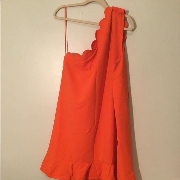 Victoria Beckham Orange Scalloped Ruffle Dress - Picture 6 of 6